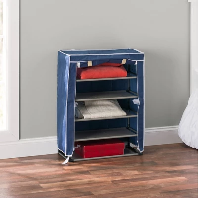 Home Basics 5 Tier Non Woven Shoe Closet, Navy 3 Home Basics 5 Tier Non Woven Shoe Closet, Navy