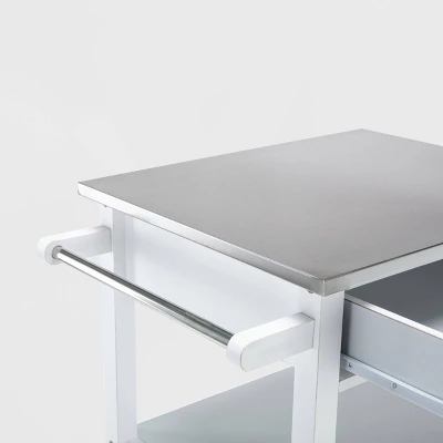 Hennington Kitchen Cart With Stainless Steel Top White - Boraam 9 Hennington Kitchen Cart With Stainless Steel Top White - Boraam - Image 7