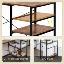 Tangkula Large L-shaped Computer Desk 60” Convertible Corner Desk With 4 Storage Shelves 95” 2-Person Long Study Writing Workstation Black/Rustic Brown/Natural/Grey -HOMCOM Store GUEST dc54e1fd 70ca 434a 9448 de68573c8ab6