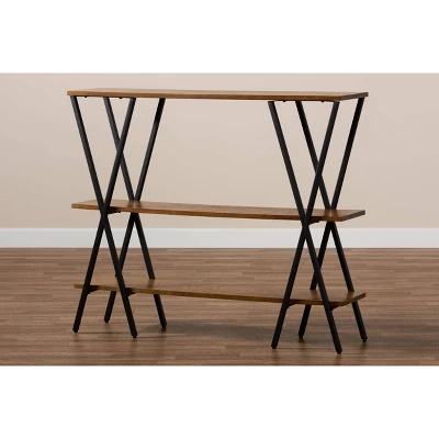 Norton Rustic And Industrial Wood And Black Metal Console Table Walnut Brown - Baxton Studio 7 Norton Rustic And Industrial Wood And Black Metal Console Table Walnut Brown - Baxton Studio - Image 5
