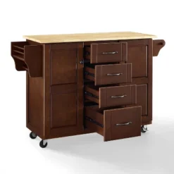 Eleanor Wood Top Kitchen Cart Mahogany/Natural - Crosley -HOMCOM Store GUEST dcaea2c8 f42e 4e6b beb5 cc3f16b44da7