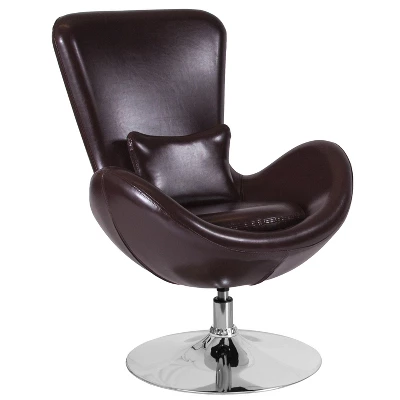 Merrick Lane High-Back Egg Style Lounge Chair With 360° Swivel Metal Base 16 Merrick Lane High-Back Egg Style Lounge Chair With 360° Swivel Metal Base - Image 14