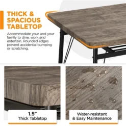 Yaheetech Farmhouse Space-Saving 6 Piece Dining Table Set With 2 Storage Racks For Kitchen 12 Yaheetech Farmhouse Space-Saving 6 Piece Dining Table Set With 2 Storage Racks For Kitchen -HOMCOM Store GUEST dd99311d 3fa8 41a4 911c 542931730d96