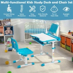 Costway Height Adjustable Kids Study Table And Chair Set W/Bookstand & Light Pink/Light Blue 16 Costway Height Adjustable Kids Study Table And Chair Set W/Bookstand & Light Pink/Light Blue -HOMCOM Store GUEST de07dada f91b 4fe1 a038 c832b9b58361