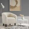 Yaheetech Upholstered Armchair Accent Barrel Chair Ivory -HOMCOM Store GUEST de486633 d142 426f b230 f4d72f2e246a