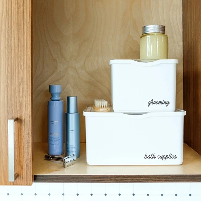 Medium Stacking Bin With Lid Clear/White - Madesmart 7 Medium Stacking Bin With Lid Clear/White - Madesmart - Image 5