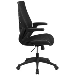Emma And Oliver High Back Black Mesh Swivel Ergonomic Office Chair With Adjustable Flip-Up Arms -HOMCOM Store GUEST df464d0a 6258 47e8 9d20 34b48b93faac