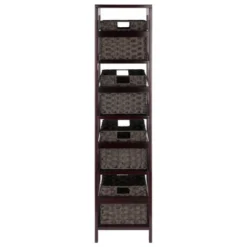 54.8" 5pc Leo Storage Shelf With Baskets Espresso/Chocolate - Winsome -HOMCOM Store GUEST dfa6ee01 e5f6 4e47 a3db ad8068d0cdcb