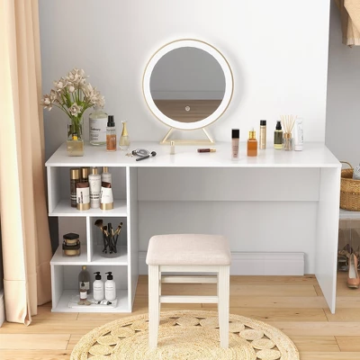 Costway 55'' Home Office Computer Desk Writing Study Workstation Laptop Table With Cubbies 5 Costway 55'' Home Office Computer Desk Writing Study Workstation Laptop Table With Cubbies - Image 3