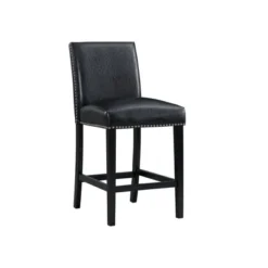 Set Of 2 Pia Faux Leather Counter Height Barstool Set Black - Picket House Furnishings