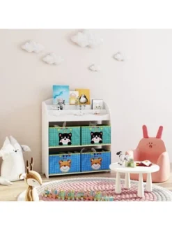 Year Color School Supply, Nursery, Daycare, Toddler, Kids Book Display And Toy Storage Organizer With 6 Fabric Storage Bins -HOMCOM Store GUEST e0aa8e00 8449 4a5e bbe7 043a06396b3a