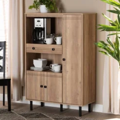 Patterson 1 Drawer Kitchen Storage Cabinet Walnut - Baxton Studio -HOMCOM Store GUEST e129213f 073f 46e1 861e e29f13f1a14d