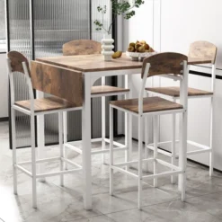 Farmhouse 5-piece Counter Height Drop Leaf Dining Table Set-ModernLuxe