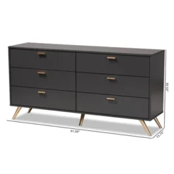 Kelson Wood 6 Drawer Dresser Dark Gray/Gold - Baxton Studio -HOMCOM Store GUEST e1b03fed 4a17 4777 80d4 a0b10c8bae33
