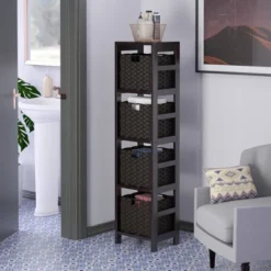 54.8" 5pc Leo Storage Shelf With Baskets Espresso/Chocolate - Winsome -HOMCOM Store GUEST e1d402dc 67d7 420d 8888 5efa6c0490e1