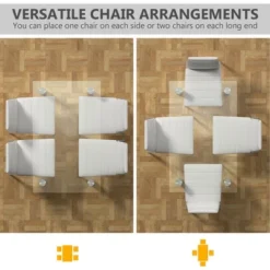 Costway 5 Piece Dining Set Table 29.6'' And 4 Chairs Glass Metal Kitchen Breakfast Furniture White -HOMCOM Store GUEST e2b85d1f 4720 4fa4 9090 3632441a9e70