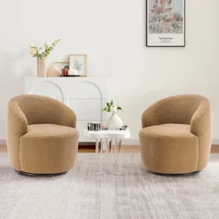 Set Of 2 Fannie 25.60'' Wide Small Size Boucle Upholstered 360° Swivel Barrel Chair-The Pop Maison 32 Set Of 2 Fannie 25.60'' Wide Small Size Boucle Upholstered 360° Swivel Barrel Chair-The Pop Maison -HOMCOM Store GUEST e301b3b7 a19d 4ef7 986d e3cdbdb1eeae