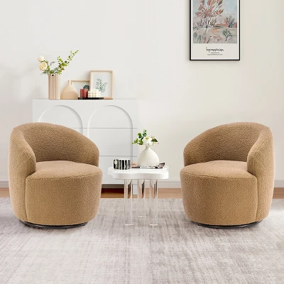 Set Of 2 Fannie 25.60'' Wide Small Size Boucle Upholstered 360° Swivel Barrel Chair-The Pop Maison 17 Set Of 2 Fannie 25.60'' Wide Small Size Boucle Upholstered 360° Swivel Barrel Chair-The Pop Maison - Image 15