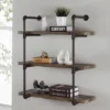 35" X 31.5" Three Tier Industrial Pipe Wall Shelf Natural - Danya B. -HOMCOM Store GUEST e41785a6 80b6 4a03 8edc 31612f8f3c90