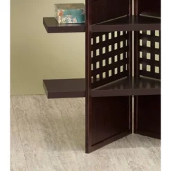 4 Panel Book Shelves Room Divider Walnut - Ore International -HOMCOM Store GUEST e56b6f29 a557 4674 ba2c 2a92b872945e