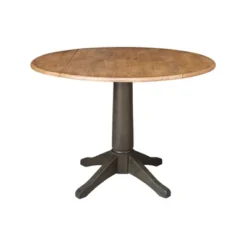 42" Round Dual Drop Leaf Dining Table With 2 Splat Back Chairs Hickory/Washed Coal - International Concepts 16 42" Round Dual Drop Leaf Dining Table With 2 Splat Back Chairs Hickory/Washed Coal - International Concepts -HOMCOM Store GUEST e579cfad b65f 44b1 861a 213e3a9505fa