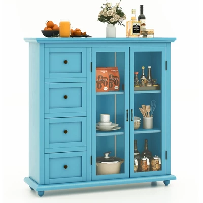 Costway Buffet Sideboard Table Kitchen Storage Cabinet With Drawers & Doors Blue/White/Green 12 Costway Buffet Sideboard Table Kitchen Storage Cabinet With Drawers & Doors Blue/White/Green - Image 10