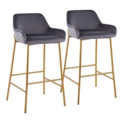 Set Of 2 Daniella Metal/Velvet Barstools - LumiSource -HOMCOM Store GUEST e7105bef a595 44e2 a28b c70aeac8171c
