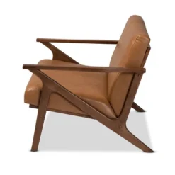 Bianca Wood And Tan Faux Leather Loveseat Tan/Walnut Brown - Baxton Studio