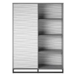 65.51" Large Maddock Bookcase Room Divider With Faux Wave Pattern Graphite - Room & Joy -HOMCOM Store GUEST e7edc70a 6974 4de4 babb edc4c8969d92