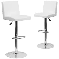 Emma And Oliver 2 Pack Contemporary Vinyl Adjustable Height Barstool With Panel Back And Chrome Base -HOMCOM Store GUEST e82b8bcb 445b 4f31 9c8a fc643a3d1122