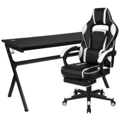 Flash Furniture Gaming Desk With Cup Holder/Headphone Hook/Removable Mousepad Top & Reclining Back/Arms Gaming Chair With Footrest -HOMCOM Store GUEST e83372ce 1d7b 4bba b0a1 0286982c596f