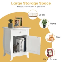 Tangkula Wooden Accent End Table With Drawer Storage Floor Cabinet For Living Room, Bedroom, Hallway -HOMCOM Store GUEST e94c09e0 664a 47c5 a704 fbebff809b1a