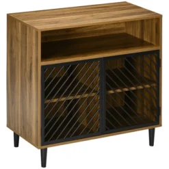 HOMCOM Industrial Kitchen Storage Cabinet, Sideboard Floor Accent Cabinet With Metal Doors And Adjustable Shelves For Living Room, Dark Wood Grain -HOMCOM Store GUEST e9f36eb8 4cc8 4085 9d35 b6adb1c0439c