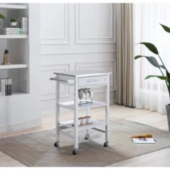 Hennington Kitchen Cart With Stainless Steel Top White - Boraam 23 Hennington Kitchen Cart With Stainless Steel Top White - Boraam -HOMCOM Store GUEST ead6a635 758e 43e6 8e41 6806fa8ce081