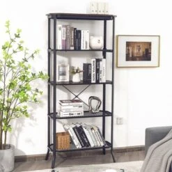 Costway 5 Tier Bookshelf Standing Storage Shelf Unit For Kitchen Living Room Office -HOMCOM Store GUEST eb30cadf be98 4b0f 9126 9b69b9bab20a