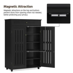 Yaheetech Adjustable 5-Tier Shoe Storage Cabinet With Louvered Door, Black -HOMCOM Store GUEST ec239995 30a3 4ba2 9bb7 2b1de77619e1