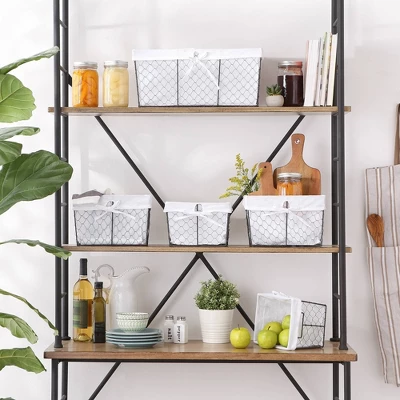 Design Imports Set Of 5 Vintage Gray Chicken Wire Bleached Liner Baskets White 7 Design Imports Set Of 5 Vintage Gray Chicken Wire Bleached Liner Baskets White - Image 5