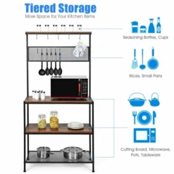 Costway 4-Tier Kitchen Bakers Rack Microwave Oven Stand Industrial W/Hooks & Mesh Panel 16 Costway 4-Tier Kitchen Bakers Rack Microwave Oven Stand Industrial W/Hooks & Mesh Panel -HOMCOM Store GUEST ed35ca41 3dd7 4da4 820f 61ae2b2c1870