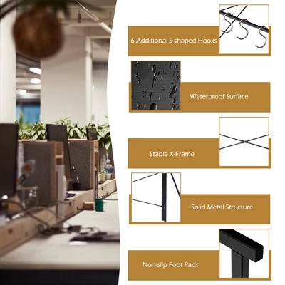 Costway Folding Computer Desk Writing Study Table W/6 Hooks Home Office BlackRustic BrowBrown Natural 10 Costway Folding Computer Desk Writing Study Table W/6 Hooks Home Office BlackRustic BrowBrown Natural - Image 8