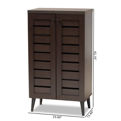 Salma Wood 2 Door Shoe Storage Cabinet Dark Brown - Baxton Studio 12 Salma Wood 2 Door Shoe Storage Cabinet Dark Brown - Baxton Studio - Image 10