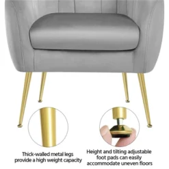 Yaheetech Velvet Accent Armchair Barrel Chair With Metal Legs For Living Room -HOMCOM Store GUEST ee3d36e6 43df 4687 840f 5bb72734e3a8