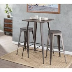 41" Oregon Industrial Bar Height Pub Table Antique Metal With Espresso Wood Top - LumiSource -HOMCOM Store GUEST eef278ac d9e9 4905 81c4 77933bedd6e9