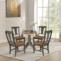 42" Dual Drop Dining Table With 4 Panel Back Chairs Hickory/Washed Coal - International Concepts 15 42" Dual Drop Dining Table With 4 Panel Back Chairs Hickory/Washed Coal - International Concepts -HOMCOM Store GUEST f0519f3c 8cfc 4715 a2e1 62a1ba5cf45e