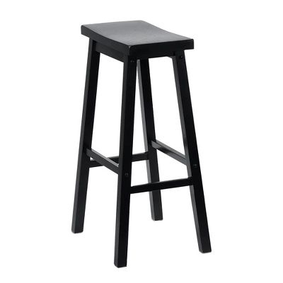 PJ Wood Classic Saddle-Seat 29" Tall Kitchen Counter Stools For Homes, Dining Spaces, And Bars With Backless Seats And 4 Square Legs, Black (4 Pack) 5 PJ Wood Classic Saddle-Seat 29" Tall Kitchen Counter Stools For Homes, Dining Spaces, And Bars With Backless Seats And 4 Square Legs, Black (4 Pack) - Image 3