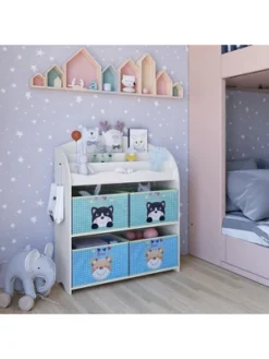 Year Color School Supply, Nursery, Daycare, Toddler, Kids Book Display And Toy Storage Organizer With 6 Fabric Storage Bins -HOMCOM Store GUEST f08dbd43 e6fe 46b5 a47b 544e36a36afe