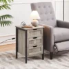 Yaheetech Rustic Side Table With 3 Drawers And Charging Station, Gray -HOMCOM Store GUEST f1bf0aa6 1a93 4f20 b79c 2ecd426ba182