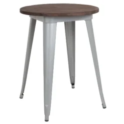 Merrick Lane 24" Round Metal Indoor Table With Galvanized Steel Frame And Rustic Wood Top -HOMCOM Store GUEST f20f342c e956 4c9f 84d6 f5056111d6ef
