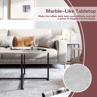 Costway Coffee Table Set Of 3 Modern Faux Metal Frame For Living Room Apartment 11 Costway Coffee Table Set Of 3 Modern Faux Metal Frame For Living Room Apartment - Image 9