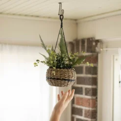 Black Rope & Seagrass Hanging Basket - Foreside Home & Garden -HOMCOM Store GUEST f3191a6c 0f6b 4cbb b178 ae5629a95e9d