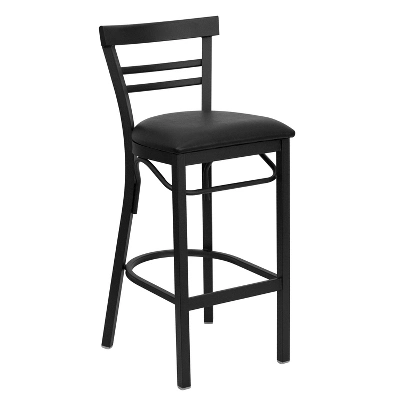 Emma And Oliver Two-Slat Ladder Back Black Metal Restaurant Dining Barstool 12 Emma And Oliver Two-Slat Ladder Back Black Metal Restaurant Dining Barstool - Image 10